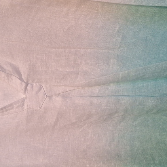 Vince Camuto long sleeve,  linen blouse, top. Xs. Auqa,  white. Button sleeve - Picture 4 of 10